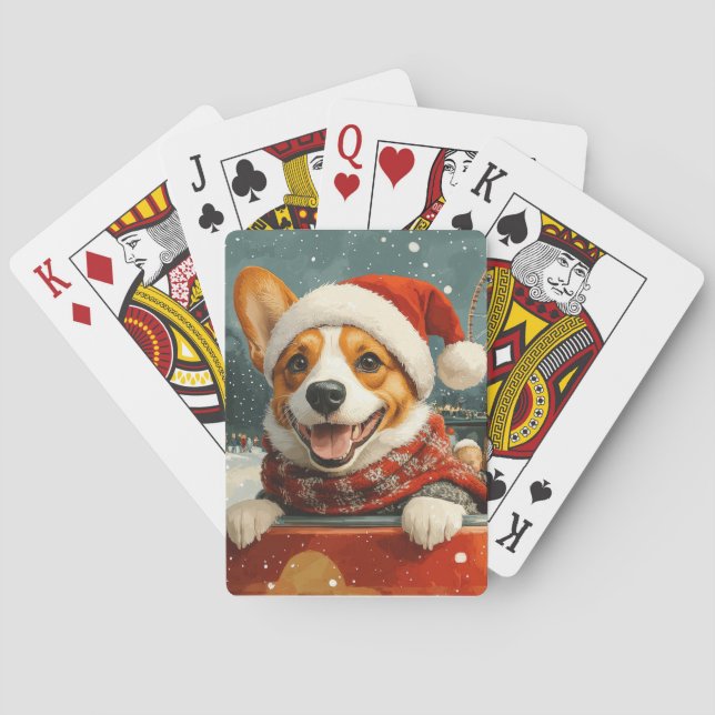 Basenji Dog Roller Coaster Christmas Playing Cards (Back)