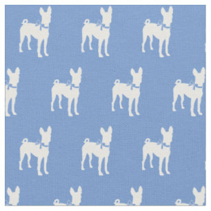 Basenji Dog Silhouette Pet Light Blue Fabric