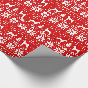 Basenji Dog Silhouettes Christmas Holiday Pattern Wrapping Paper