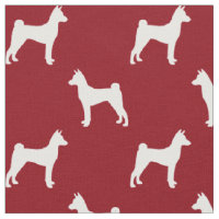 Basenji Dog Silhouettes Red and White Patterned