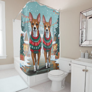 Basenji Dogs Christmas Snow Holiday 