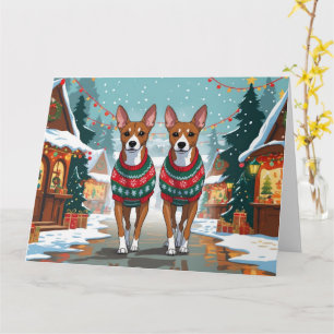 Basenji Dogs Christmas Snow Holiday  Card