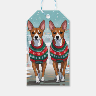Basenji Dogs Christmas Snow Holiday  Gift Tags