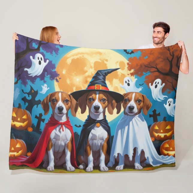Basenji Dogs Pumpkin Halloween Funny Fleece Blanket (In Situ)
