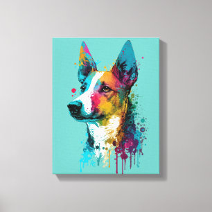 Basenji - Graffiti Neon Ink Splash Canvas Print