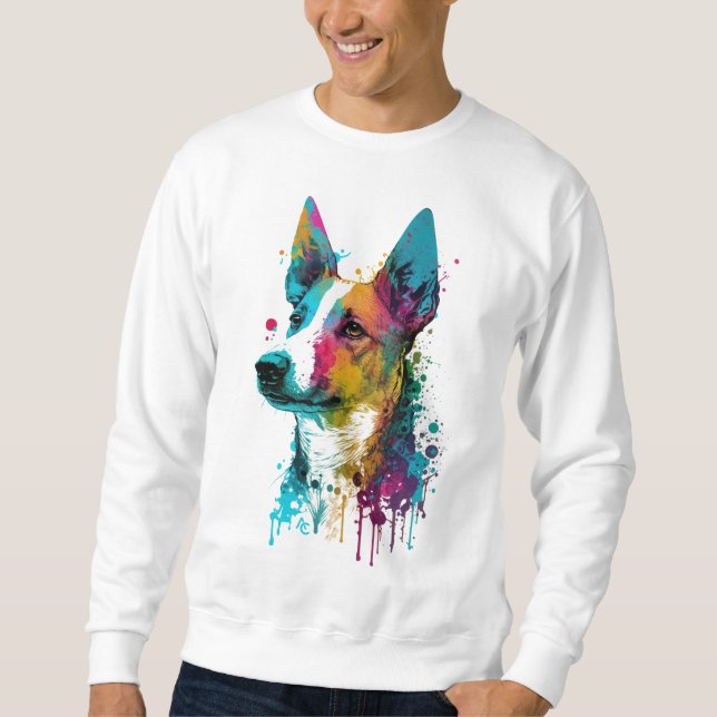 Basenji - Graffiti Neon Ink Splash Sweatshirt (Front)