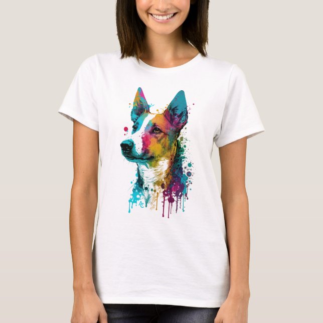 Basenji - Graffiti Neon Ink Splash T-Shirt (Front)
