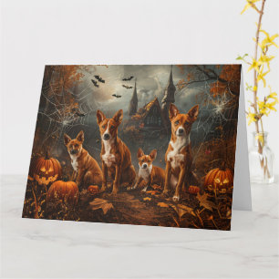 Basenji Halloween Night Doggy Delight  Card