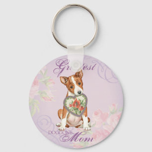Basenji Heart Mom Keychain