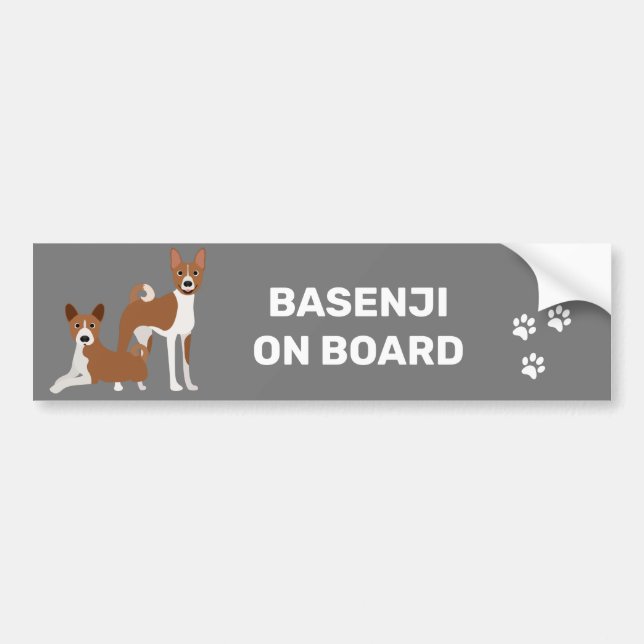 Basenji Hound On Board Red White Bumper Sticker (Front)