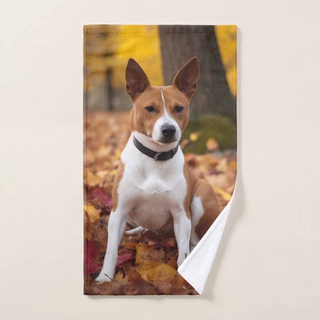 Basenji in Autumn Leaves Fall Inspire  Bath Towel Set (Hand Towel)