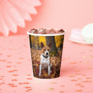 Basenji in Autumn Leaves Fall Inspire  Paper Cups