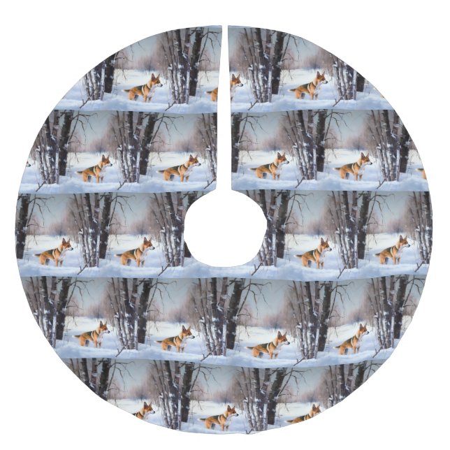 Basenji Let It Snow Christmas  Brushed Polyester Tree Skirt (Front)