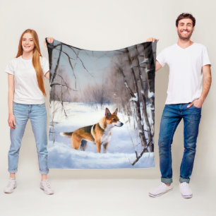 Basenji Let It Snow Christmas  Fleece Blanket