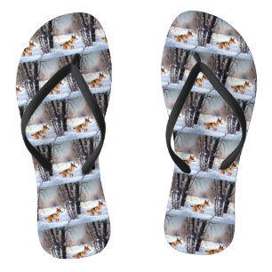 Basenji Let It Snow Christmas  Flip Flops