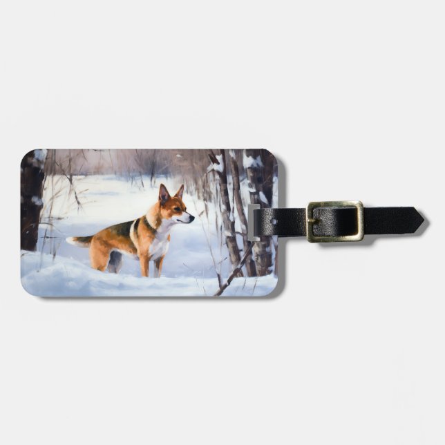 Basenji Let It Snow Christmas  Luggage Tag (Front Horizontal)