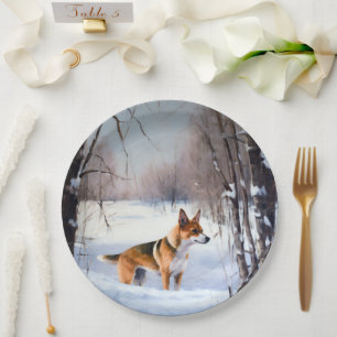 Basenji Let It Snow Christmas  Paper Plate