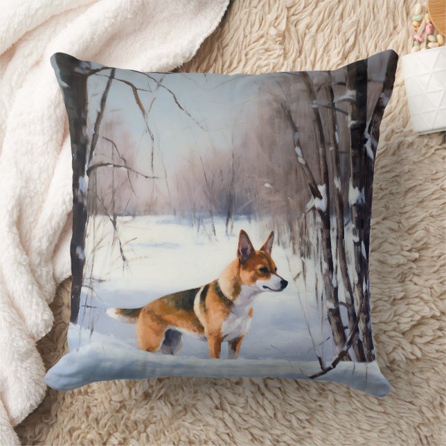 Basenji Let It Snow Christmas  Throw Pillow (Blanket)