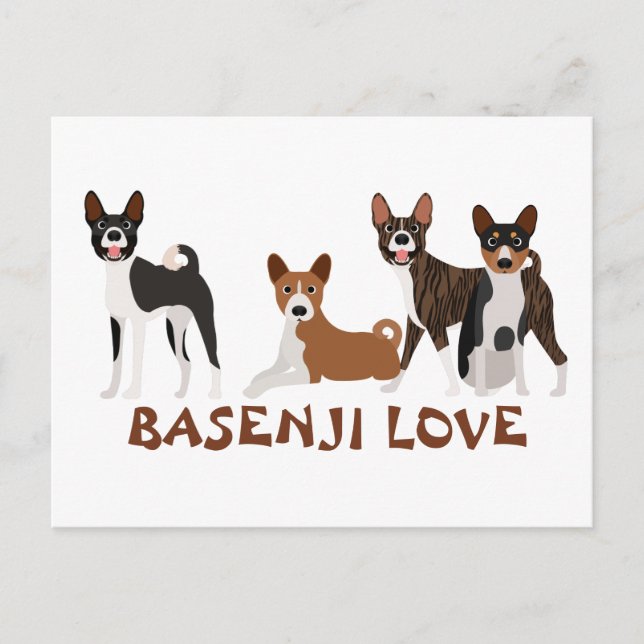 Basenji Love Dog Breed Brindle Red White Black tan Postcard (Front)