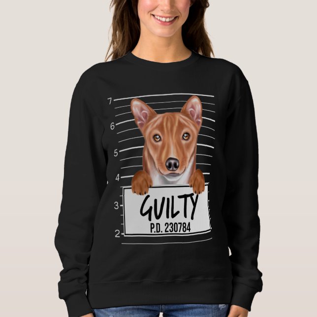 Basenji Mugshot Guilty Dog Sweatshirt (Front)