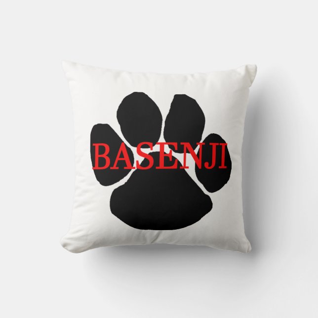 basenji name paw throw pillow (Front)