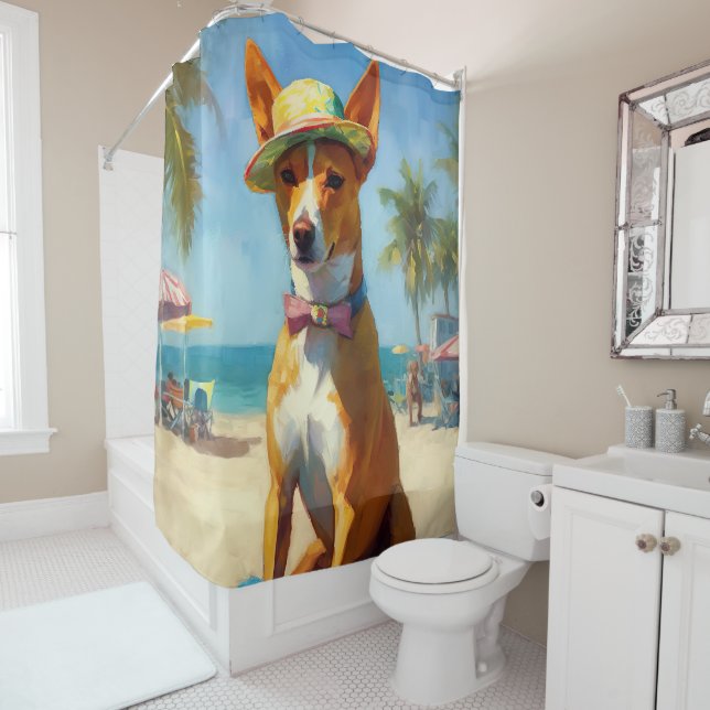 Basenji  on Beach, summer gift for dog lovers  (In Situ)