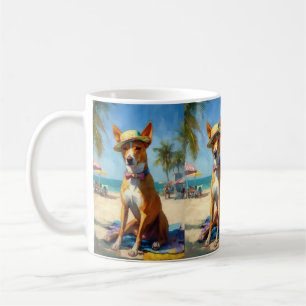 Basenji  on Beach, summer gift for dog lovers  Coffee Mug