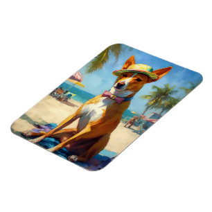 Basenji on Beach, summer gift for dog lovers Magnet
