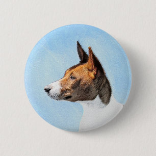 Basenji Painting - Cute Original Art 2 Inch Round Button