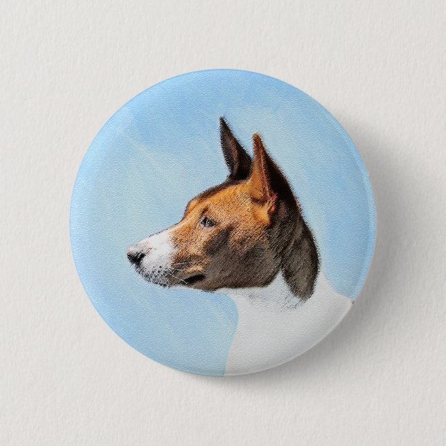 Basenji Painting - Cute Original Art 2 Inch Round Button (Front)