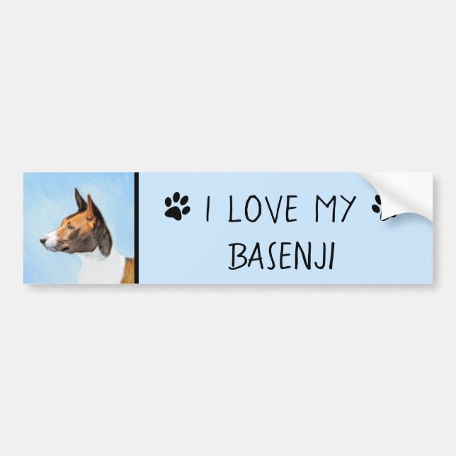 Basenji Painting - Cute Original Art Bumper Sticker (Front)