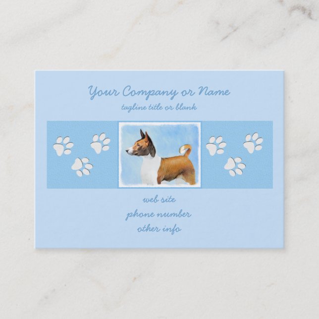 Basenji Painting - Cute Original Art Business Card (Front)