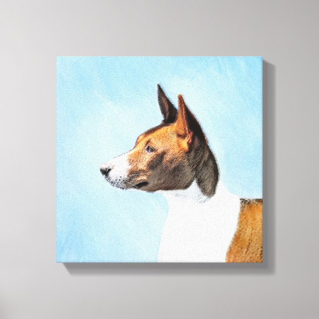 Basenji Painting - Cute Original Art Canvas Print (Front)