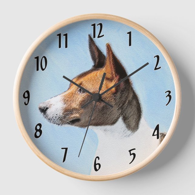 Basenji Painting - Cute Original Art Clock (Front)