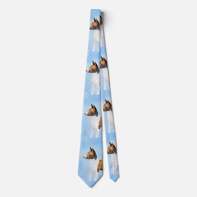 Basenji Painting - Cute Original Art Tie (Front)