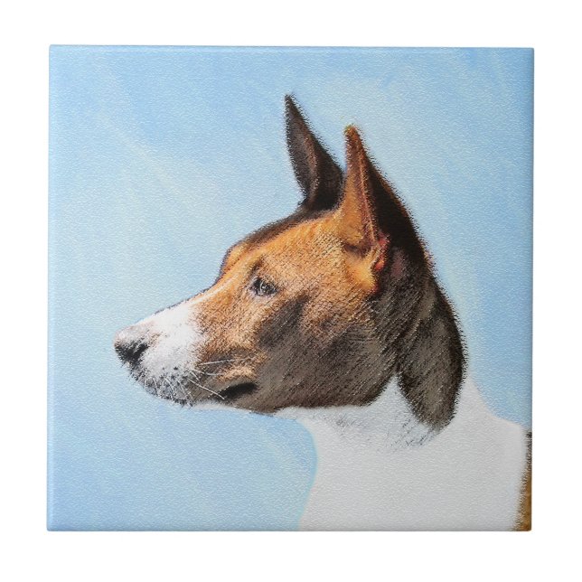 Basenji Painting - Cute Original Art Tile (Front)