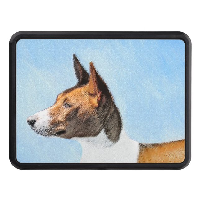 Basenji Painting - Cute Original Art Trailer Hitch Cover (Front)