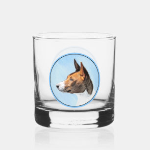 Basenji Painting - Cute Original Art Whiskey Glass
