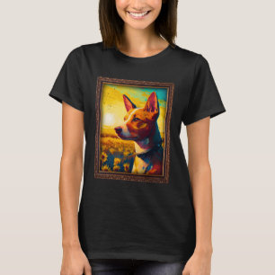 Basenji Painting Sunflower Flower Mom Women Floral T-Shirt