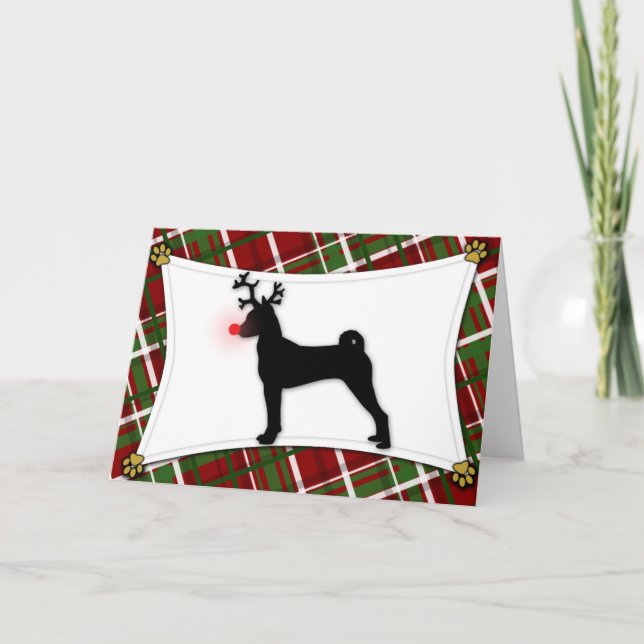 Basenji Reindeer Christmas Card (Front)