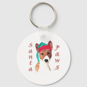 Basenji Santa Paws Keychain