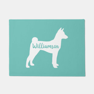 Basenji Silhouette Personalized Welcome Mat