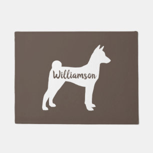 Basenji Silhouette Personalized Welcome Mat