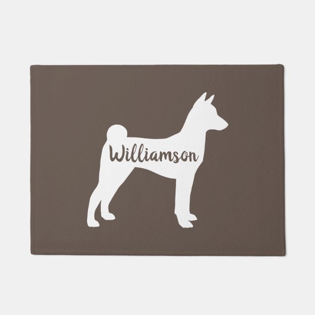 Basenji Silhouette Personalized Welcome Mat (Front)