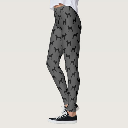 Basenji Silhouettes Pattern Grey and Black Leggings