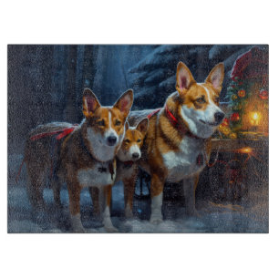 Basenji Snowy Sleigh Christmas Decor Cutting Board