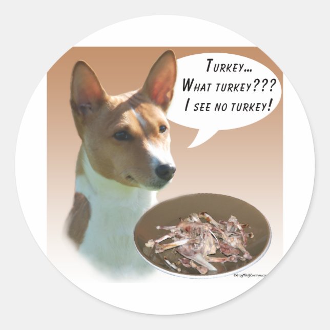 Basenji Turkey Classic Round Sticker (Front)