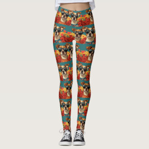 Basenji With Heart Roses Valentine's Day Leggings