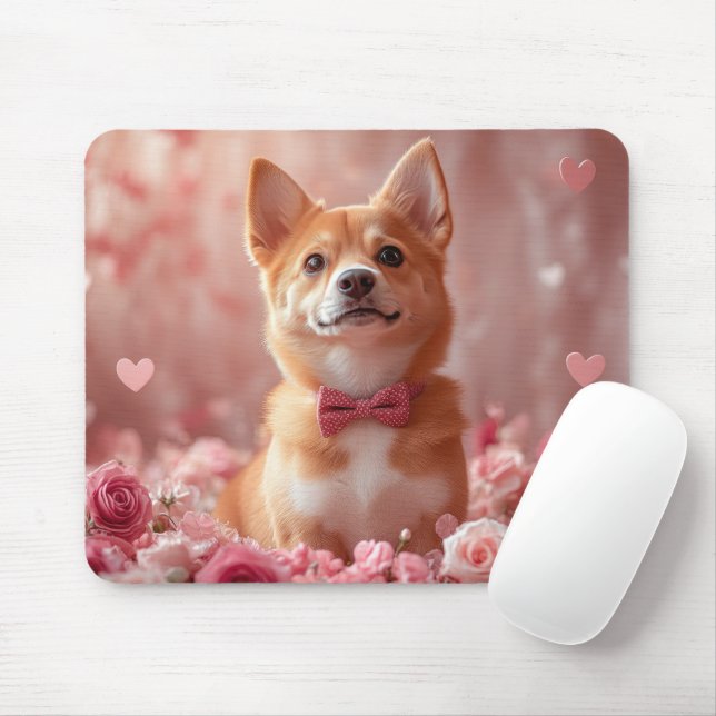 Basenji with Roses - Valentine's Day Mouse Pad (With Mouse)
