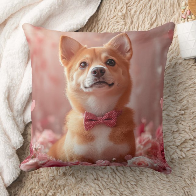 Basenji with Roses - Valentine's Day Throw Pillow (Blanket)